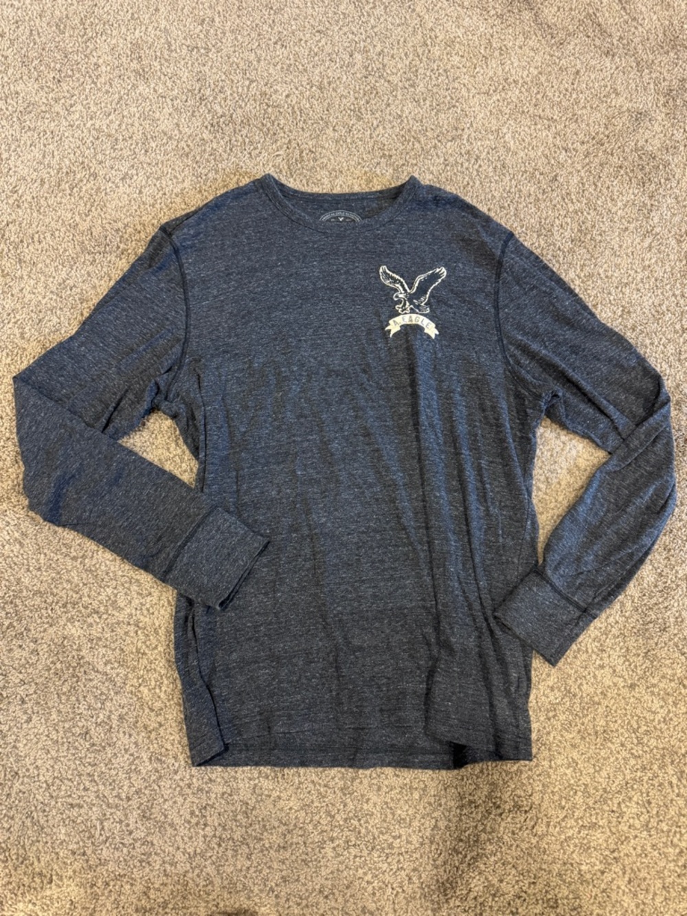 American Eagle Outfitters Charcoal Heather Long Sleeve Tee with Eagle Graphic